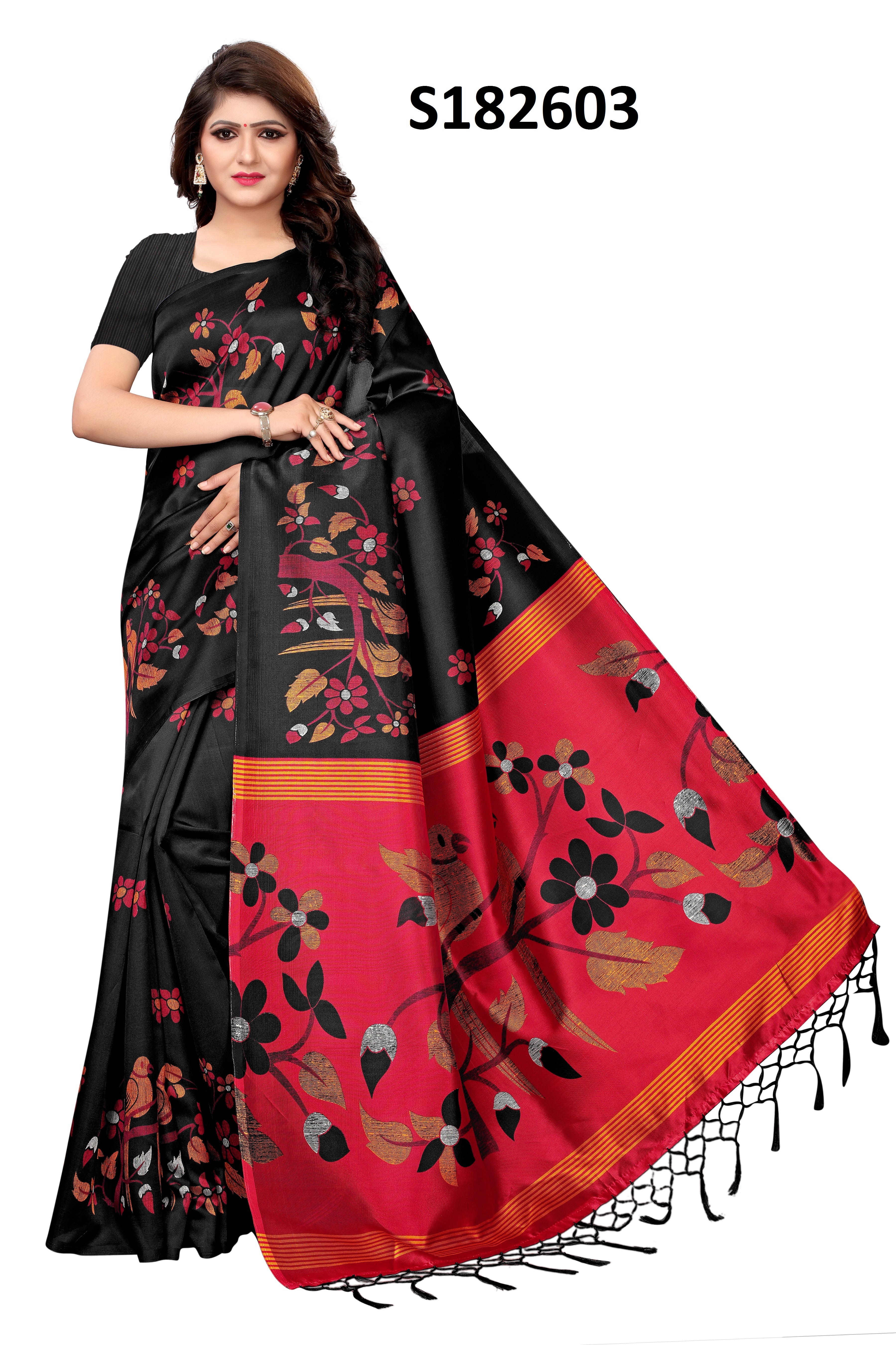 PRINTED KALAMKARI KHADI SILK SAREE  WITH JHALAR