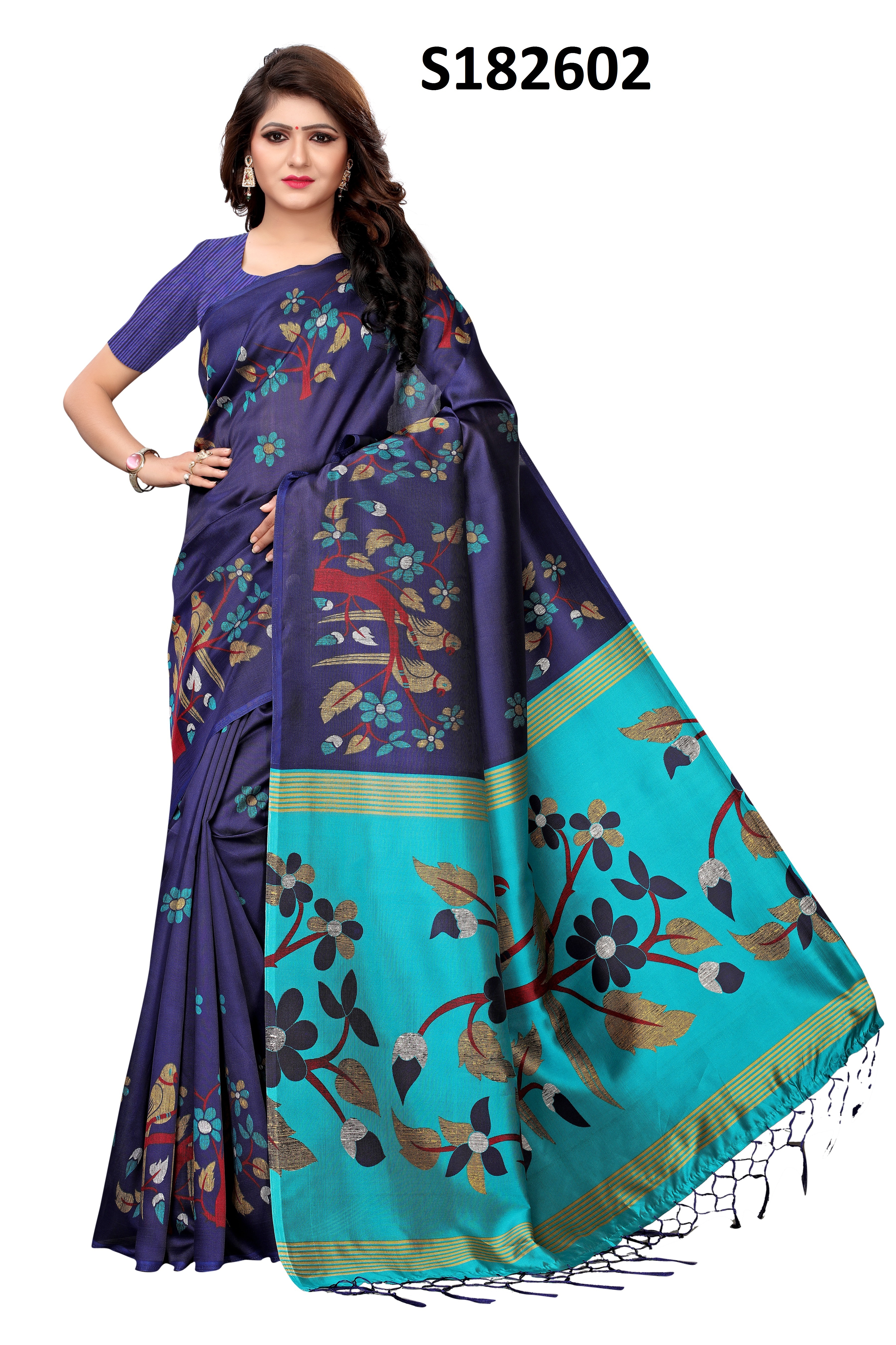 PRINTED KALAMKARI KHADI SILK SAREE  WITH JHALAR