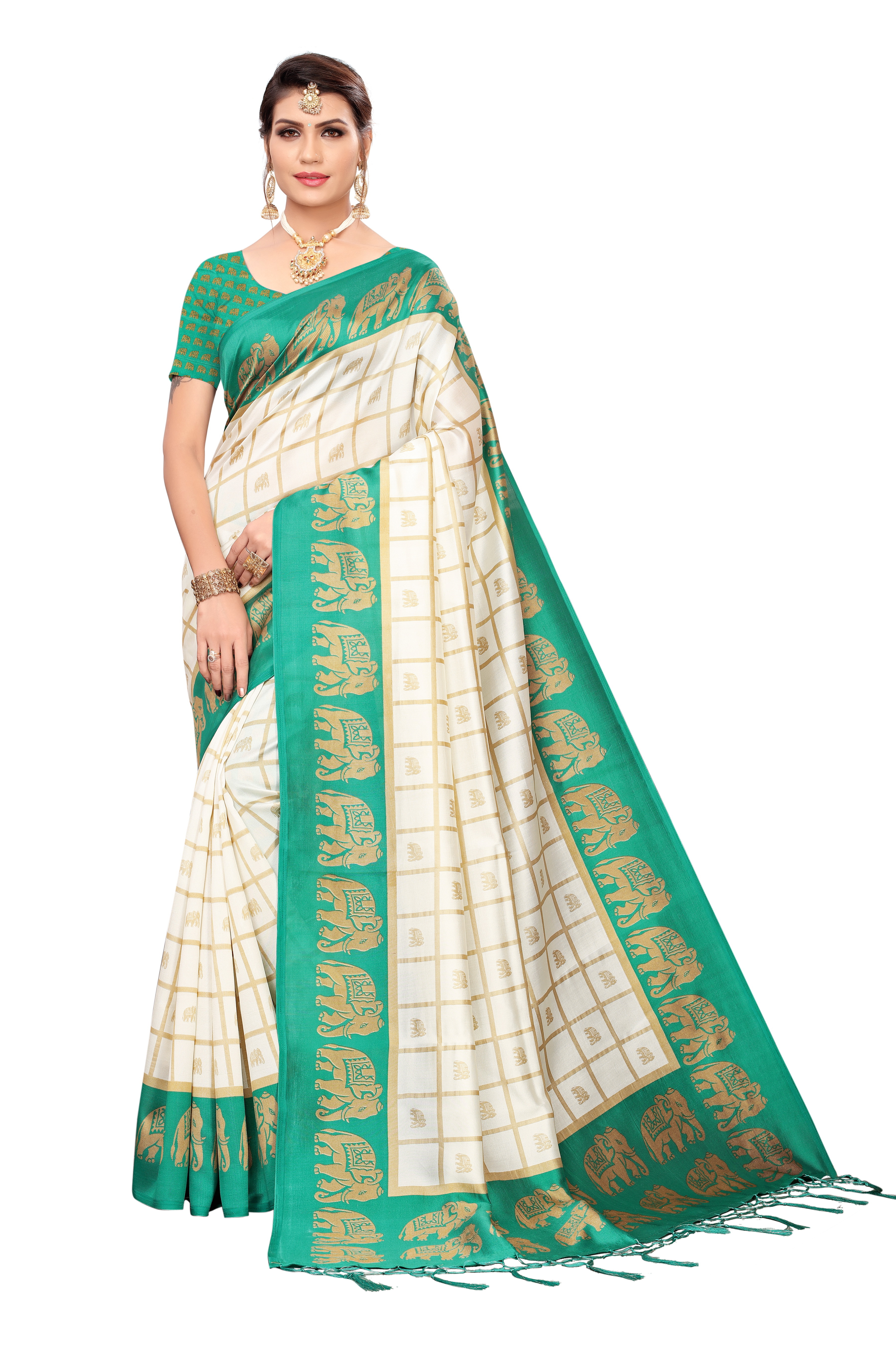 FANCY KALAMKARI KHADI SILK SAREE WITH JHALAR