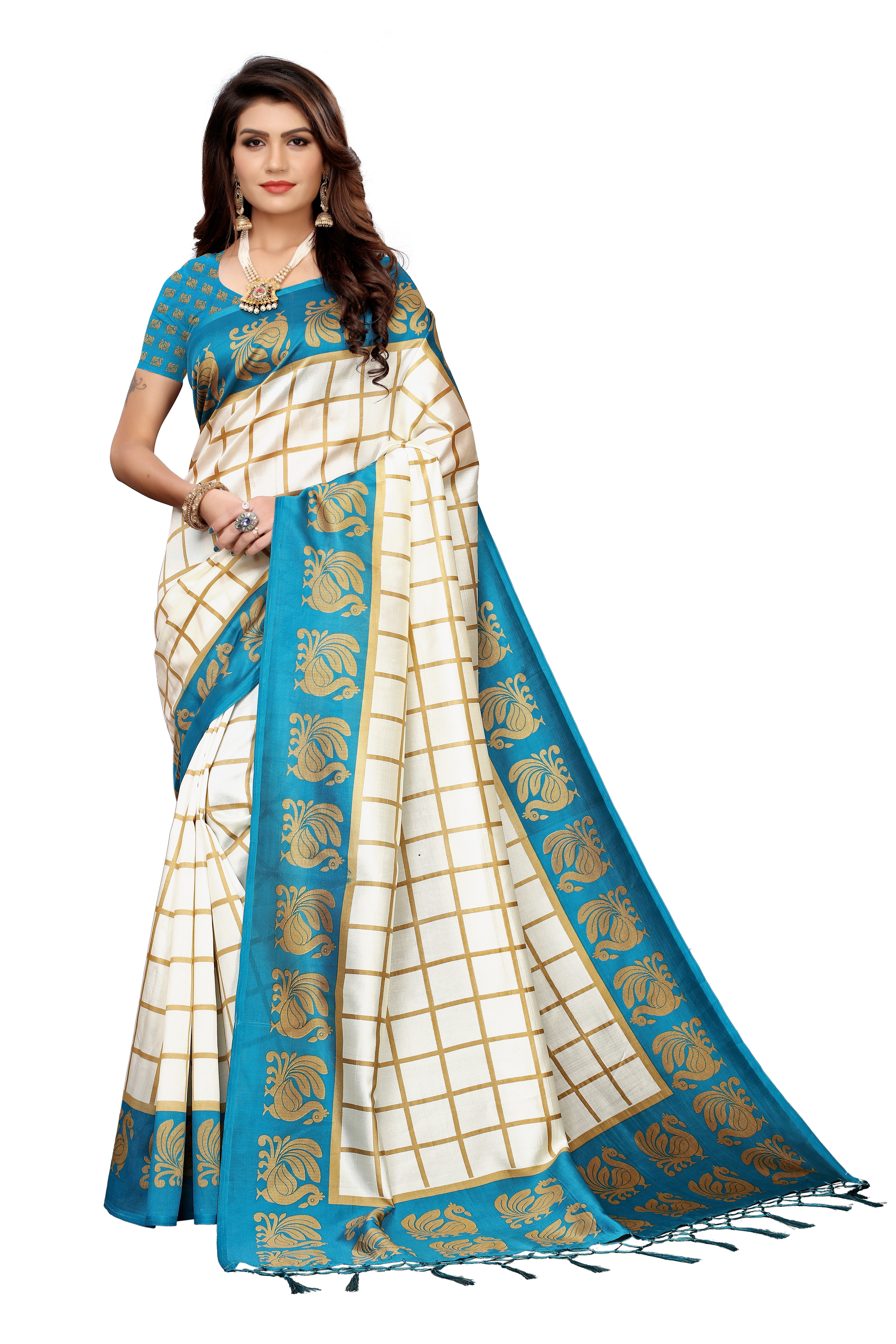 KALAMKARI KHADI  SILK SAREE WITH JHALAR FOR LADIES