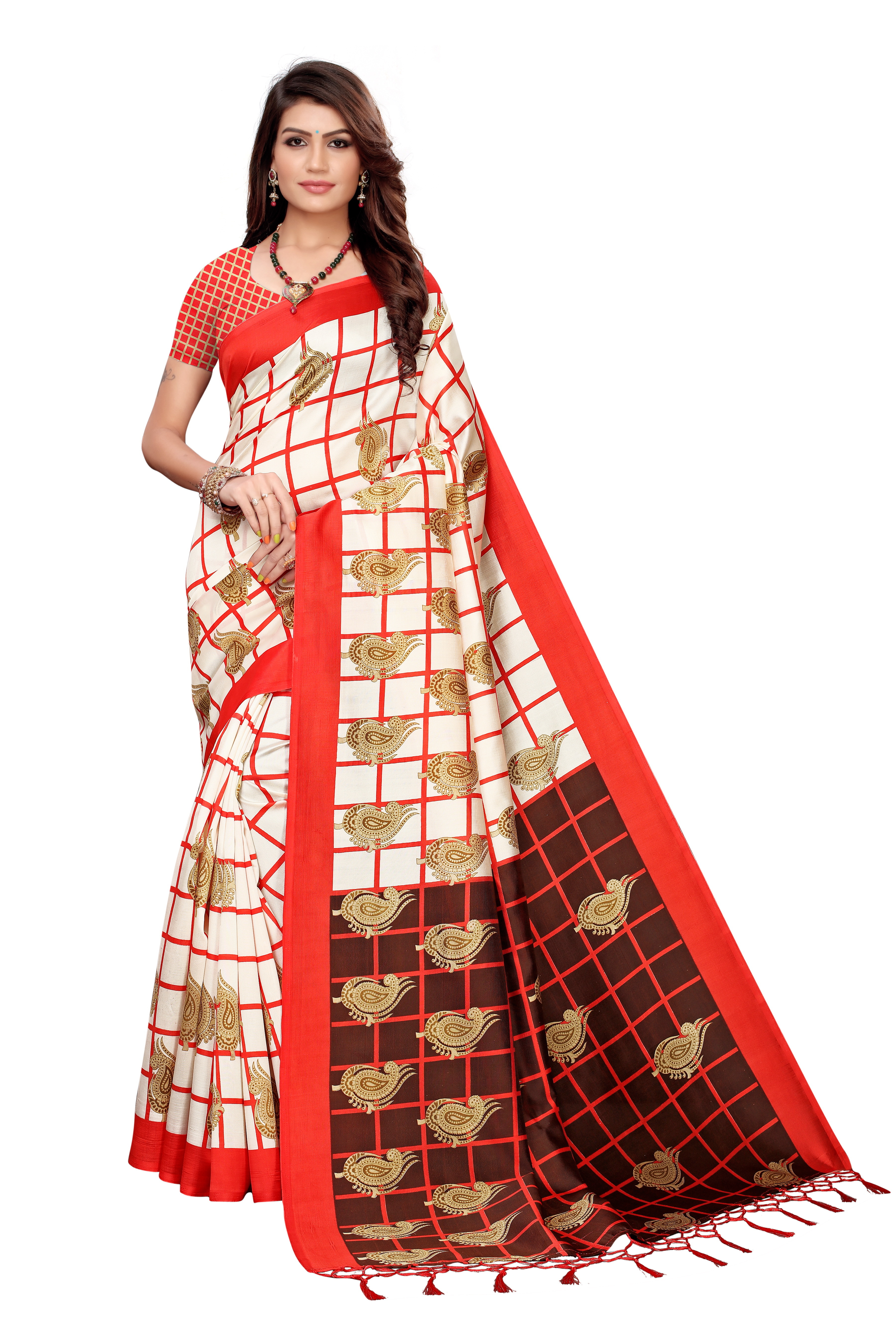 KALAMKARI KHADI SILK SAREE  WITH  JHALAR FOR WOMEN DAILY WEAR