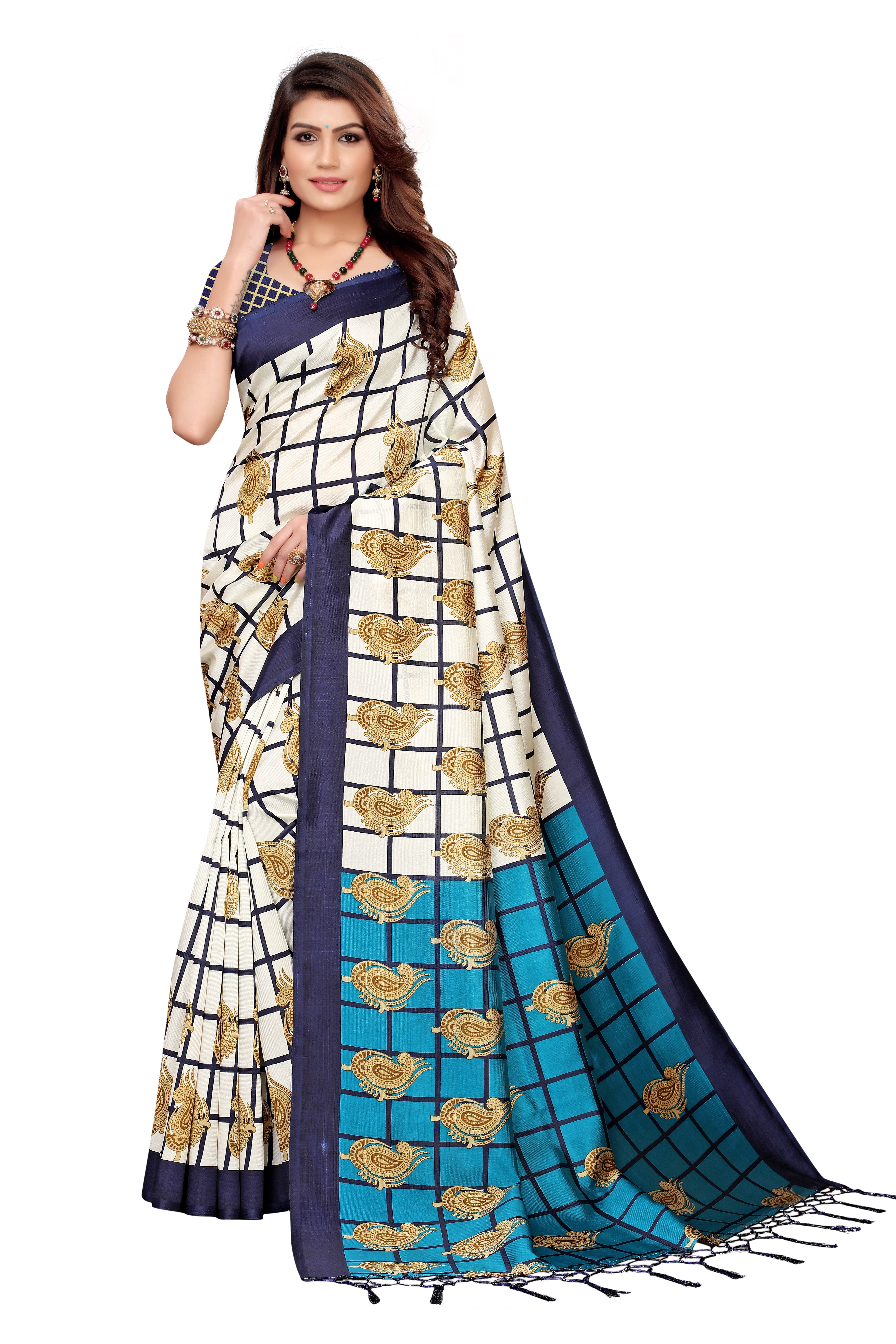 KALAMKARI KHADI SILK SAREE  WITH  JHALAR FOR WOMEN DAILY WEAR