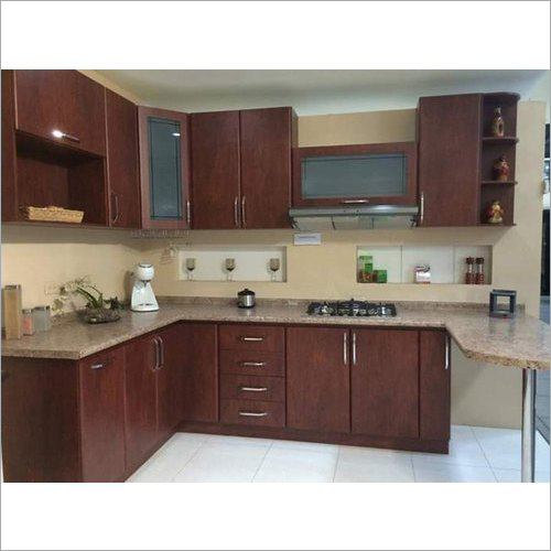 Wooden L Shape Modular Kitchen