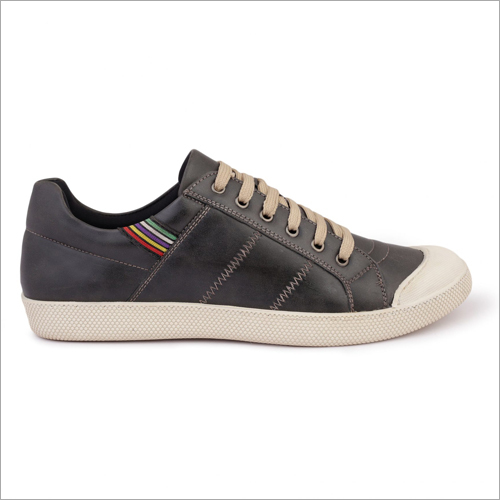 Mens Grey Color Synthetic Leather Sneaker Shoes