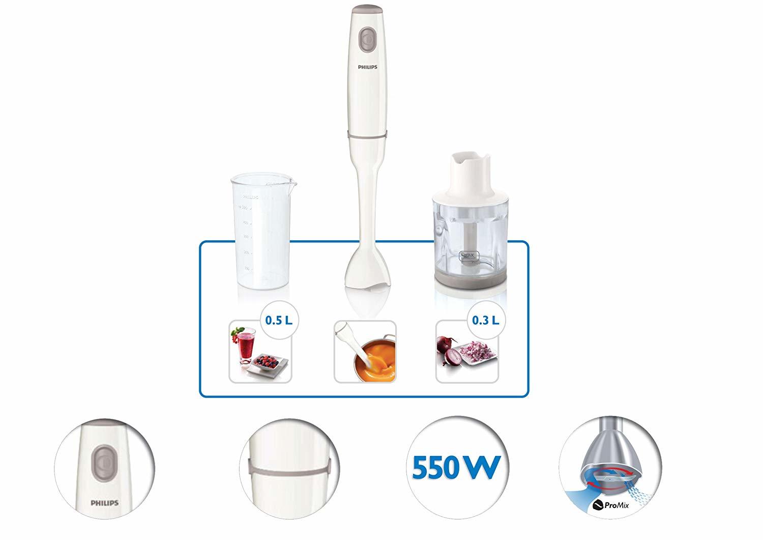 Philips Daily Collection HR1602/00 550-Watt Hand Blender with Chopper