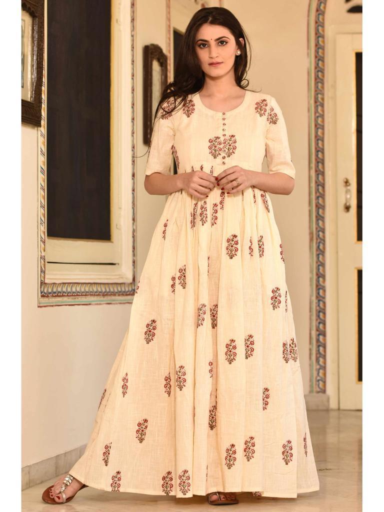 FLOWER RUTBA KHAN KURTI