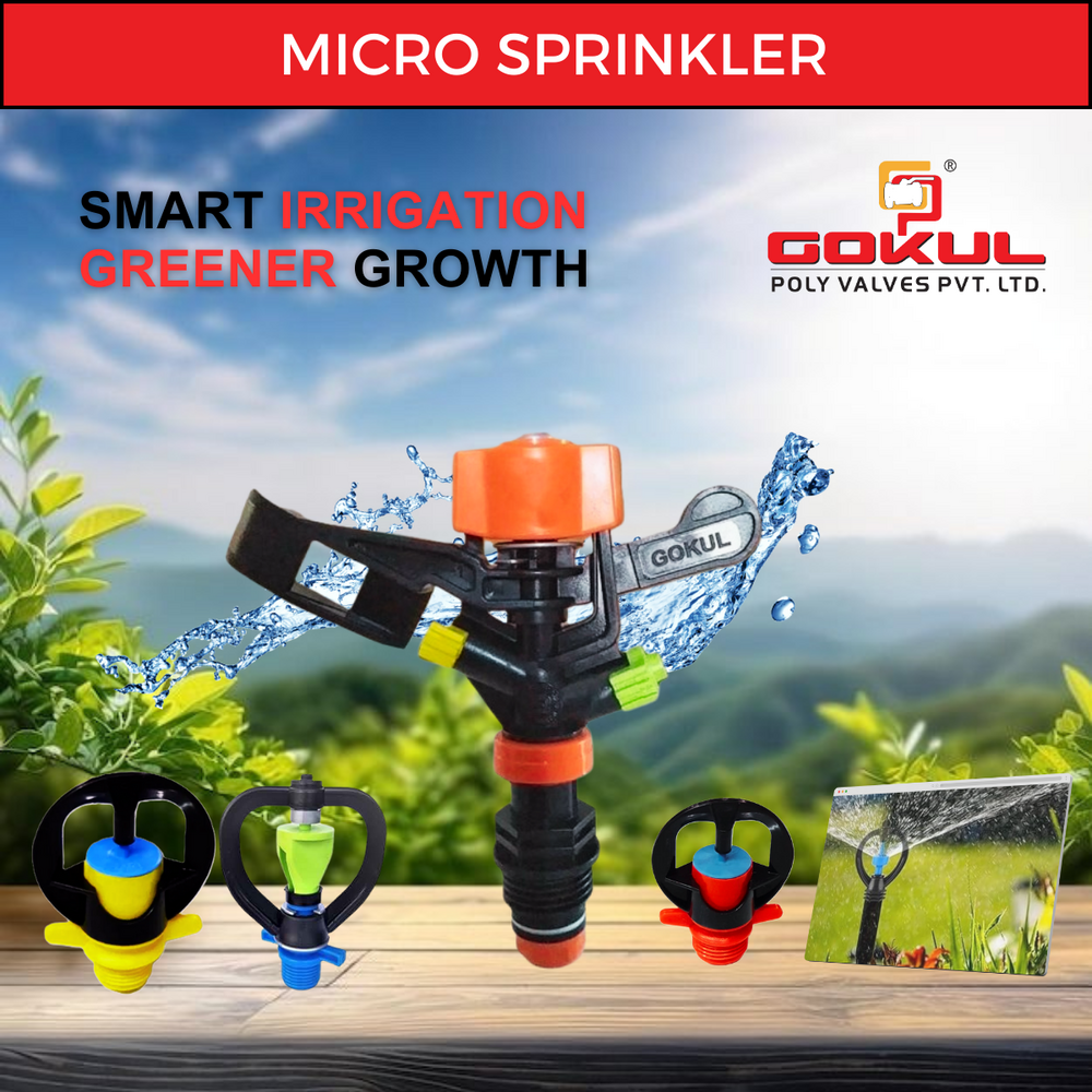 Plastic Irrigation Sprinkler - PP Material, 15MM Size, Black Color, 2.5 KG Pressure Handle, Weather Proof, Breakage Resistant, Rotary Nozzles
