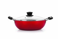 Nirlon Non-Stick Aluminium Kadhai, 2.4 litres, Red/Black