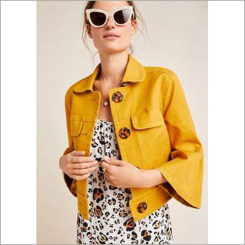Ladies  Yellow Leather Jacket