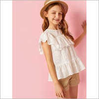 Kids Ruffle Top - Soft Cotton Blend Material, Stylish Summer Wear For All Occasions | Perfect For Birthday Parties And Family Picnics, Easy To Team Up With Skirts And Shorts