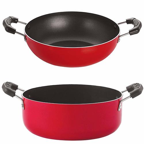 Nirlon Non-Stick Gas Compatible Kadhai and Casserole 2 Piece Cookware Set