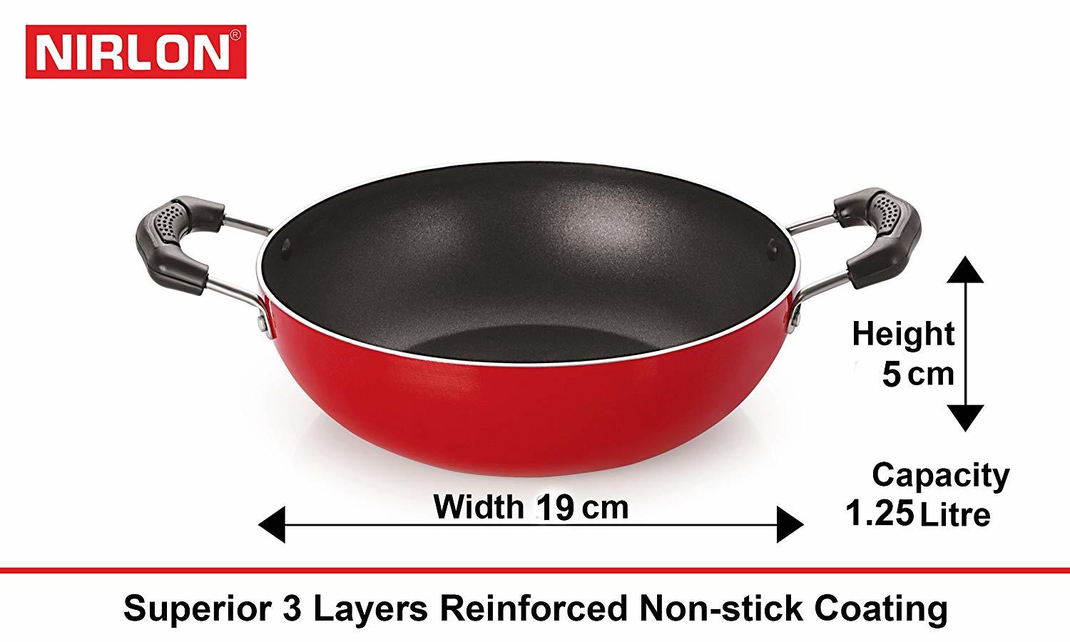 Nirlon Non-Stick Frying Pan and Kadai Combo Set 2.6mm