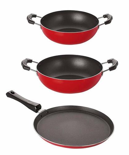 Nirlon 3 Layer Non-Stick Aluminium 3 Piece Tawa and Kadai Combo Set