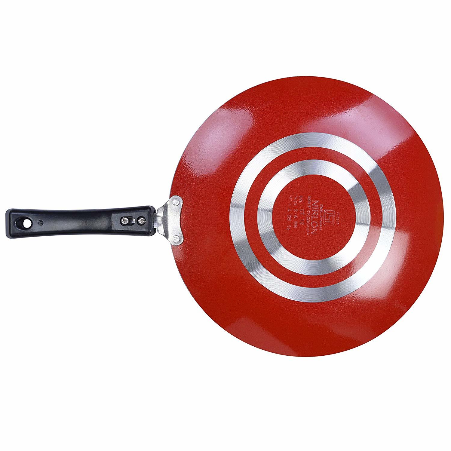Nirlon Aluminium Non-Stick Concave Roti Tawa, 26cm, Red/Black