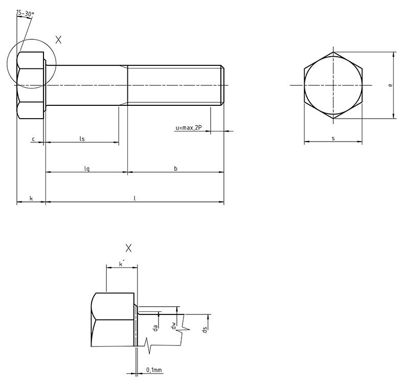 DIN 960 Partially Threaded Hex Cap Screw