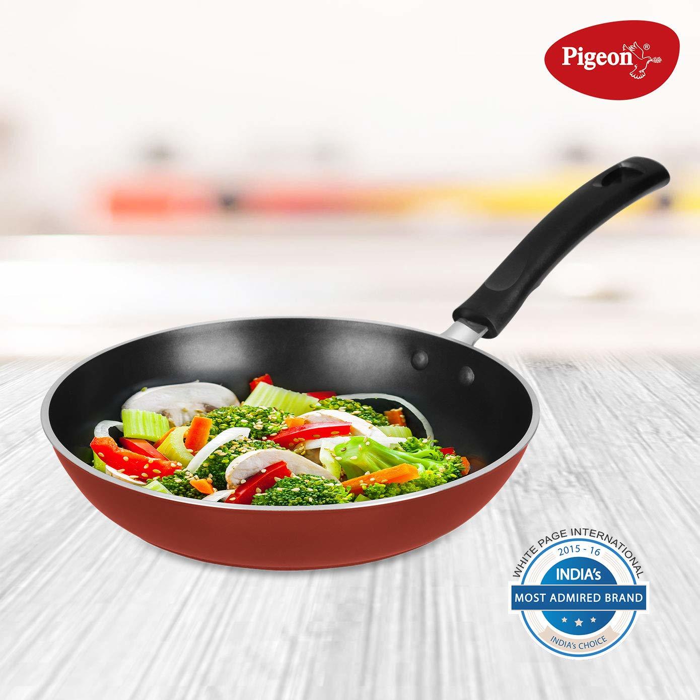 Pigeon by Stovekraft Basics Induction Base Non-Stick Aluminium Cookware Set, Terracotta Brown