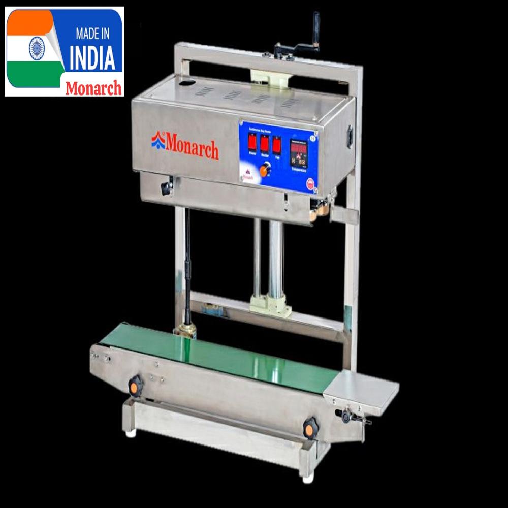 Vertical Continuous Bag Sealer Machine - Plastic, 17" x 34" x 31" , Semi-Automatic Sealing Speed up to 12 mtr./min, Suitable for Multi-Layer Packaging