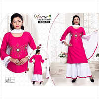 Pink-white And Also Available In Different Colour Ladies Palazzo Suit