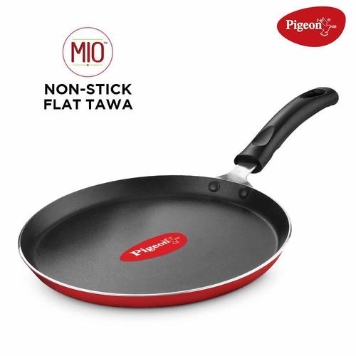 Pigeon by Stovekraft Mio Aluminum Flat Tawa, 250mm (Pink/Red)