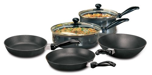 Hawkins Futura Non-Stick Cookware, 7-Pieces, Black