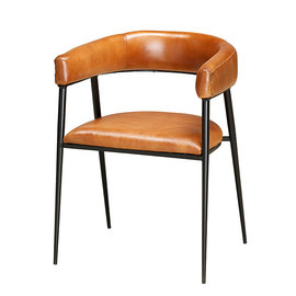 Modern Iron & Leather Dining Chair No Assembly Required