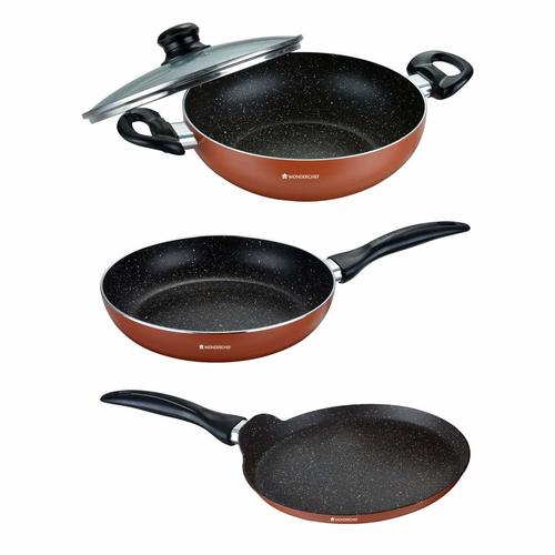 Wonderchef Athena Cookware Set, 3-Pieces, Brown