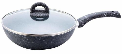 Wonderchef Granite Wok with Lid, 24cm, 2.7L,Grey