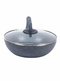 Wonderchef Granite Wok with Lid, 24cm, 2.7L,Grey