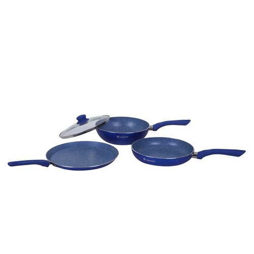 Wonderchef Royal Velvet Plus Induction Base Cookware Set, 4-Pieces, Blue