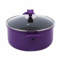 Wonderchef Induction Base Non-Stick Aluminum Elite Casserole with Lid, 20cm, 2-Pieces, Purple and Black