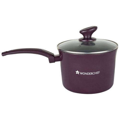 Wonderchef Everest Aluminium Sauce Pan with Lid, 2.85 Litres/18cm, Purple