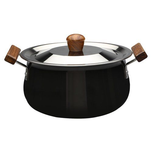 Wonderchef Ebony Hard Anodized Aluminium Handi with Lid, 3.5 Litres/21cm, Black/Brown