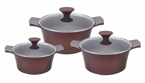 Wonderchef Sienna Aluminium Casserole Set, 3-Pieces, Maroon
