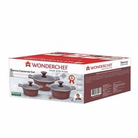 Wonderchef Sienna Aluminium Casserole Set, 3-Pieces, Maroon