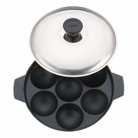 Tosaa Non stick 7 cavity appam patra with lid, 17 cm (200 grms )