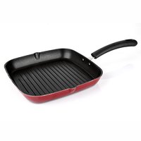 Tosaa Square Non Stick Grill Pan, 24 cm, Red/Grey