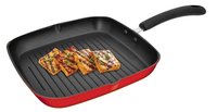 Tosaa Square Non Stick Grill Pan, 24 cm, Red/Grey