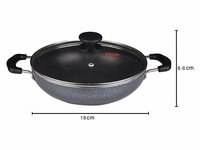 Tosaa Non-Stick 2 Litre Kadhai with Glass Lid, 24 cm (Induction and Gas Compatible), Black