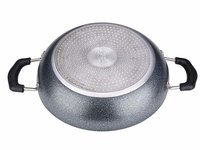 Tosaa Non-Stick 2 Litre Kadhai with Glass Lid, 24 cm (Induction and Gas Compatible), Black