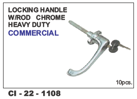 Locking handle w/rod Chrome Heavy Duty Commercial