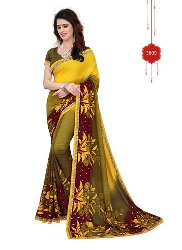 Multicolor Georgette Printig Saree