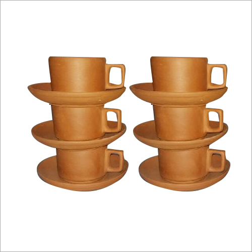 Terracotta Cup Set - Terracotta Material, Decorative Design, 6-Piece Set for Home and Hotel Use | Elegant and Classy Appearance
