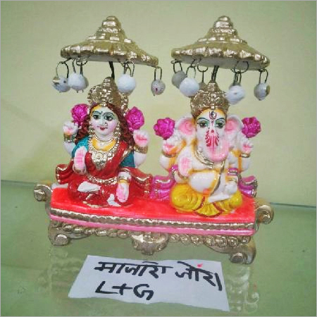 Terracotta Clay Ganpati And Laxmi Statue