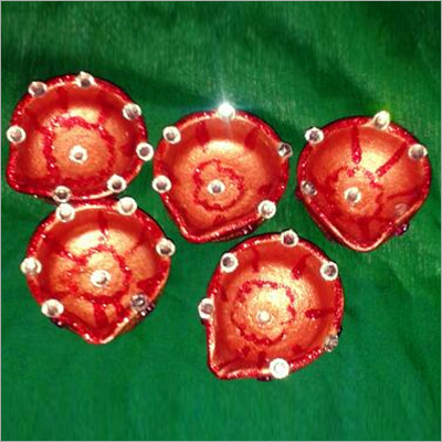 Clay Fancy Diya - Terracotta Material, Color Coated Surface Finish | Durable Design, Classy Aesthetic Appeal for All Occasions