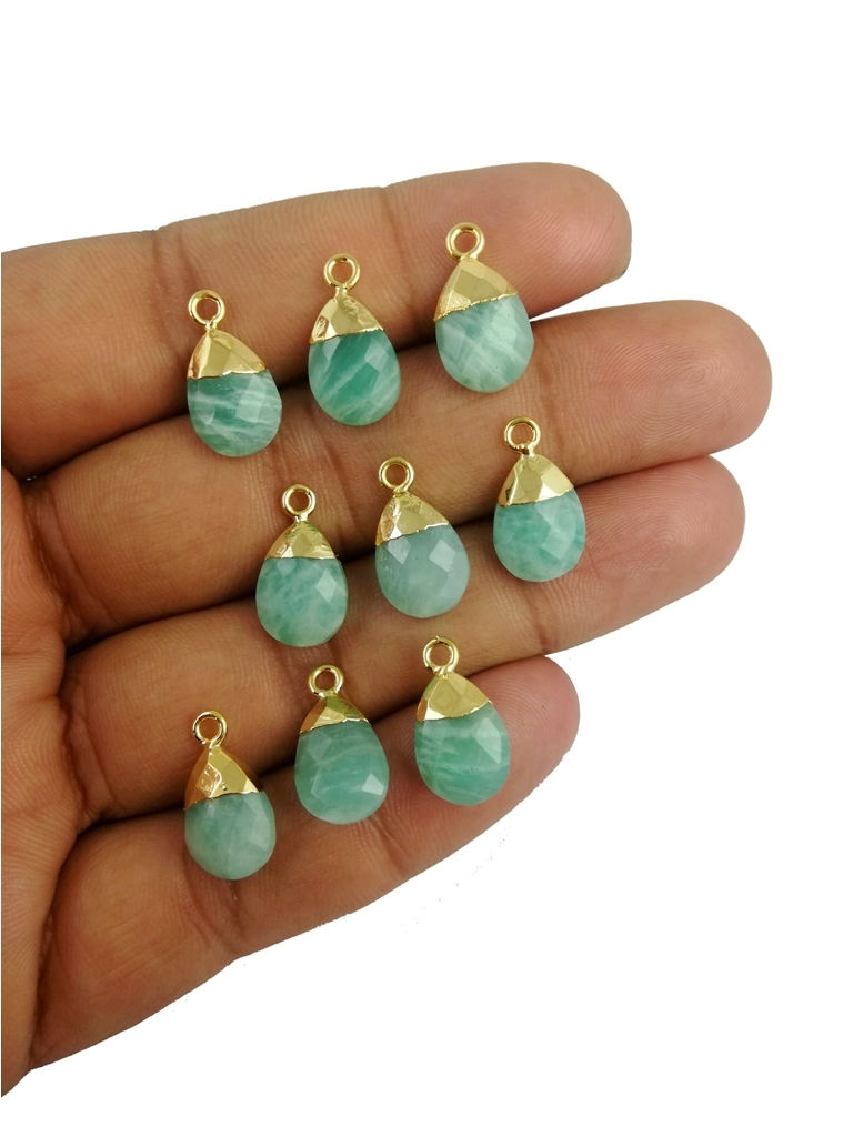 Amazonite Pear Drop Gold Cap Gemstone Pendant