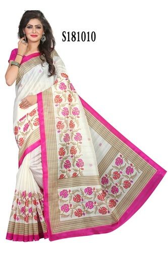 Multicolor New Bhagalpuri Silk Saree With Attechd Blouse