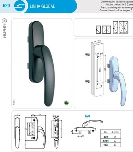 Aluminium Window Handle - Stainless Steel, Powder Coating Finish | Back Fixation for Enhanced Durability
