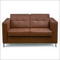 Two Seater Office Sofa - Leather, Brown Color | Durable, Easy To Clean, Comfortable Design, Stylish Finishing