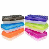 Pencil Box - Plastic, 9.5 x 3.5 x 1.5 Inches, Blue | Large Capacity, Snap Closure, Stackable