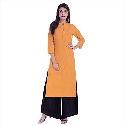 Washable Ladies Cotton Kurti With Rayon Palazzo Set